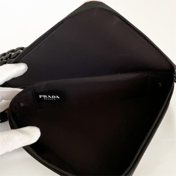 PRADA Beauty Novelty Triangle Makeup Cosmetic Pouch Pink Crossbody Bag - Picture 4 of 13